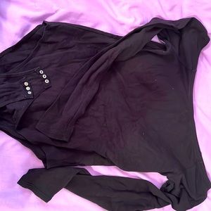 Long sleeve black off the shoulder body suit